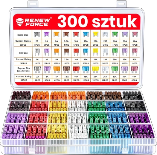 Komplet avtomobilskih varovalk 300 kos 2–40 A (micro/mini/standard) z organizatorjem in izvlekom