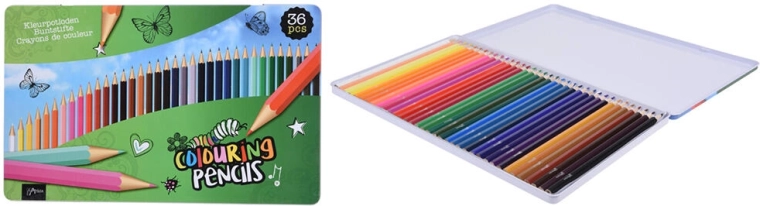 Barvice iz lesa, 36 kosov v kovinski škatli