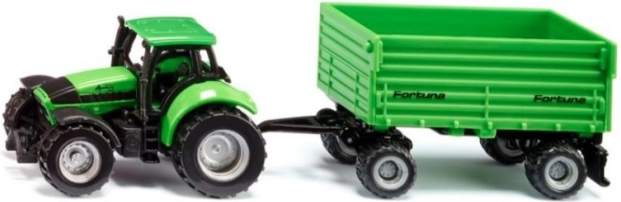 Siku traktor Deutz-Fahr z dvoosno prikolico Fortuna