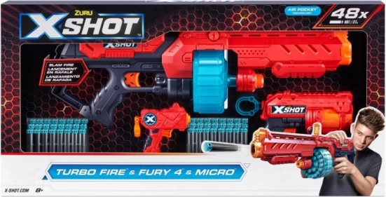 Set blasterjev X-Shot Excel Turbo Fire + Fury 4 + Micro