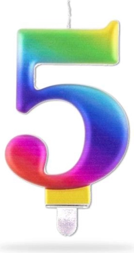 Torta svečka številka 5 za zapičenje mavrična 7,5 cm