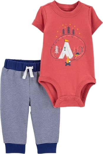 Carter's 2-delni komplet za fantke Dino Stripes (body s kratkimi rokavi + trenirka) 12 m – 12m