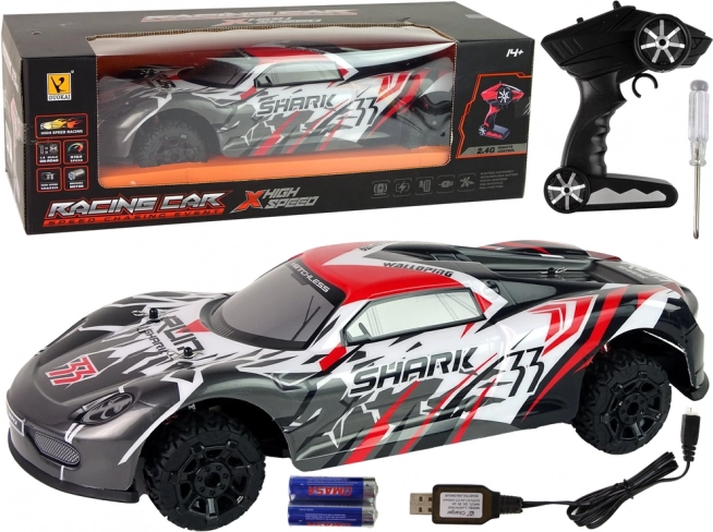 RC športni avtomobil 1:8 sivo-bel SHARK
