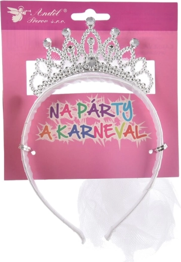 Bela naglavna obroč s kronico in tančico