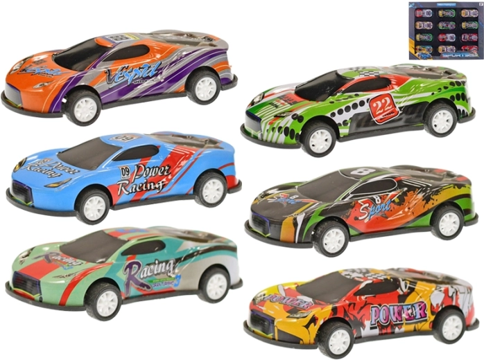 Komplet dirkalnih avtomobilčkov z vzmetnim pogonom 8,5 cm – 12 kos