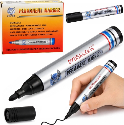 Trajni vodoodporni flomaster črn s prirezaną konico 13,5 cm - 1 kos
