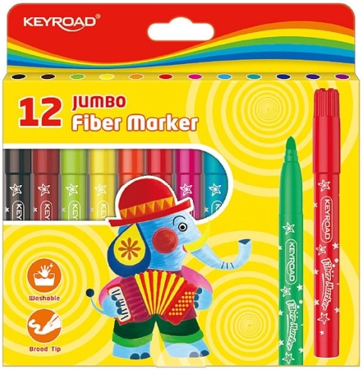 Peresne flomastri KEYROAD Jumbo, 12 barv