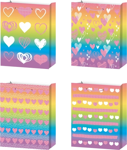 Darilna vrečka S mavrična s srčki