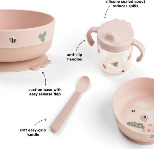 Done by Deer Foodie Tiny farm First Mealtime Set, Pink