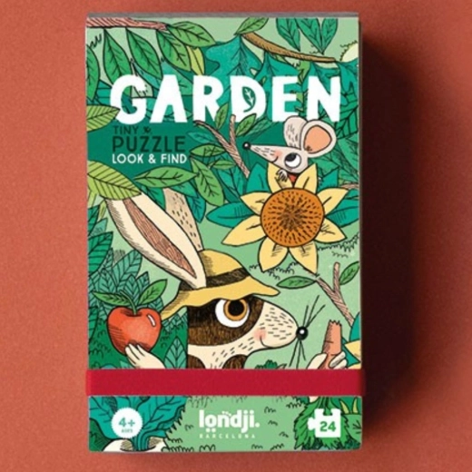 Žepni puzzle Londji tiny – živalice na vrtu, 24 koščkov