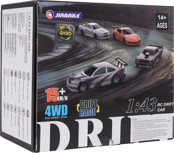 Oranžni R/C avto za drift v merilu 1:43 z dodatki