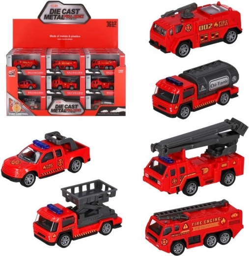 Metal fire truck with pull-back drive - 1 piece