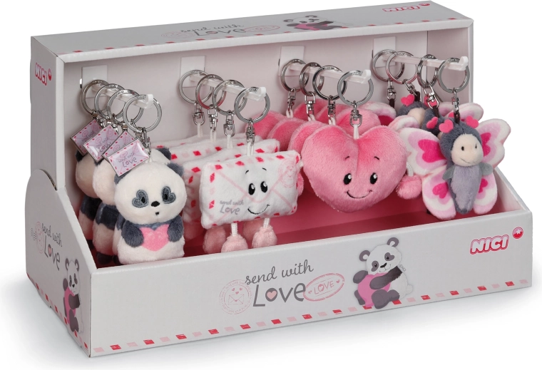 Nici display obeski za ključe Love 8 cm – darilni miks 4 motivov (16 kosov)