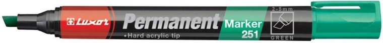 Permanentni označevalnik LUXOR 251 zelen, poševno prirezana konica 2–5 mm