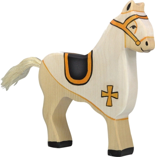 Wooden Holztiger Tournament Horse – White