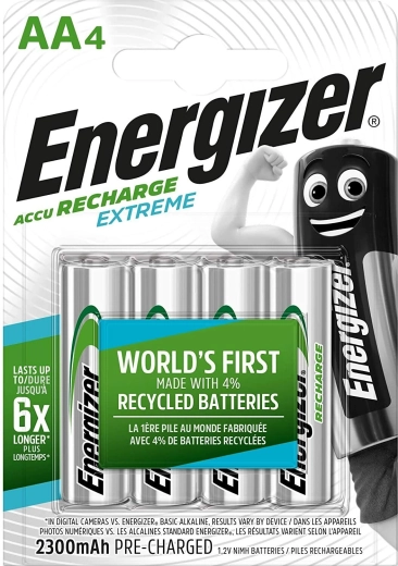 Energizer Extreme AA HR6 polnilne baterije 2300 mAh, 4 kosi