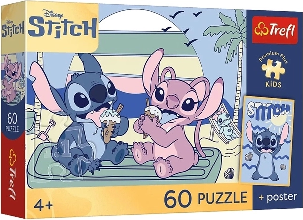 Puzzle Premium Plus Kids zabava s Stitchem, 60 kosov