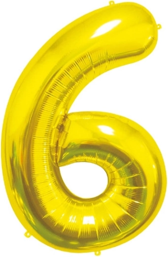 Folijev balon številka 6, zlati 85 cm
