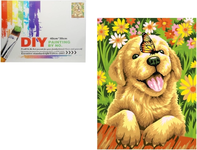 Slikanje po številkah – kužek z metuljčkom