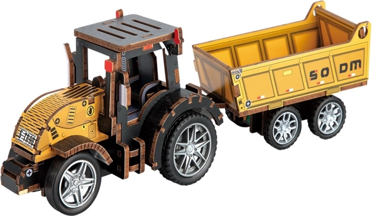2Kids Toys 3D lesena sestavljanka traktor s prikolico