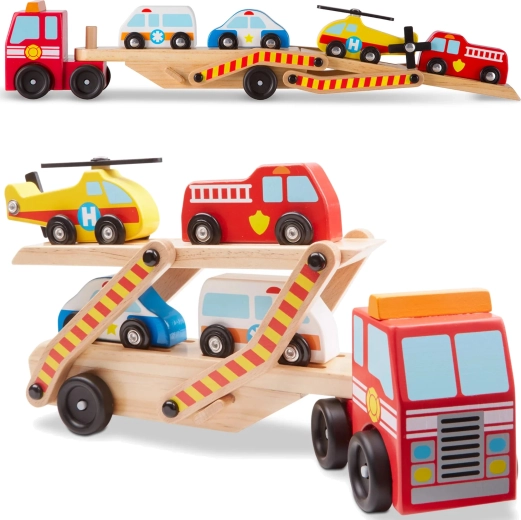 Melissa & Doug lesen prevoznik reševalnih vozil z avtomobilčki (6 delov)