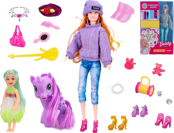 Modna punčka 29 cm s sklepnimi okončinami in dodatki