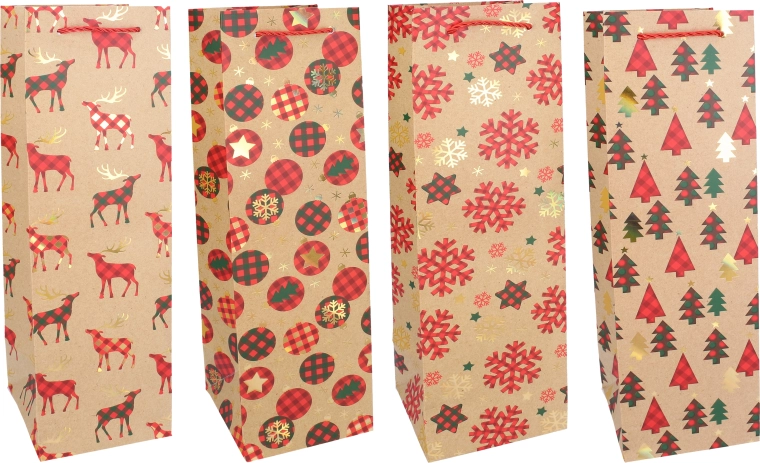 Božična darilna vrečka za steklenico M 11 × 38 × 11 cm - 1 kos