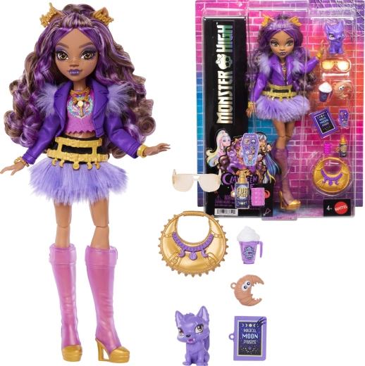 Monster High Clawdeen Wolf punčka 26 cm z dodatki in ljubljenčkom