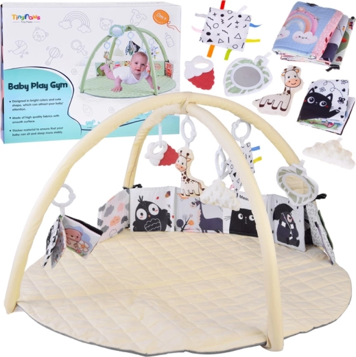 Izobraževalna igralna blazina z loki in visečimi igračami