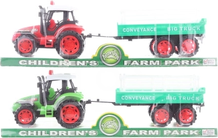 Plastični traktor z vztrajnikom in prikolico 32 cm