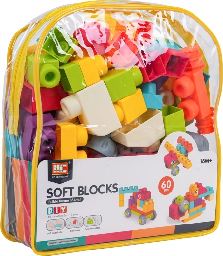 Set mehkih gradbenih kock 60 kos z nahrbtnikom