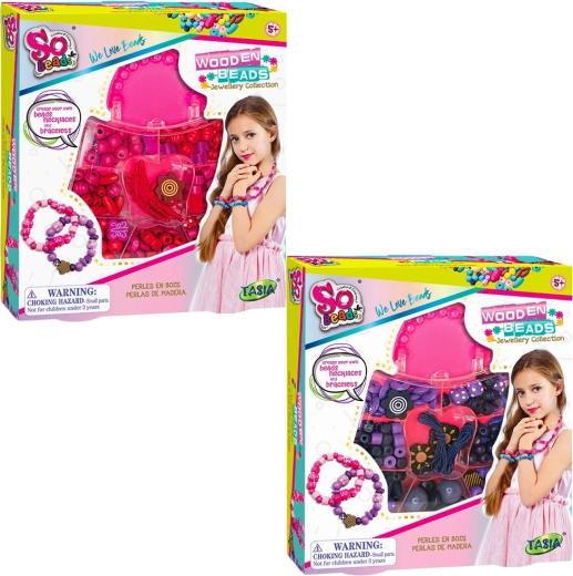 Tasia komplet lesenih kroglic za zapestnice, 2 varianti