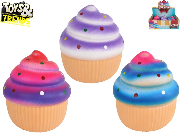 Toys&Trends Mega Squeeze Cupcake – antistresna mečkalna in raztegljiva igrača 13 cm (6 kosov, mešane barve)