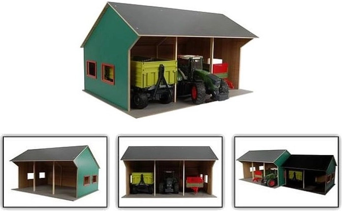 Wooden agricultural shed for 3 vehicles 1:16