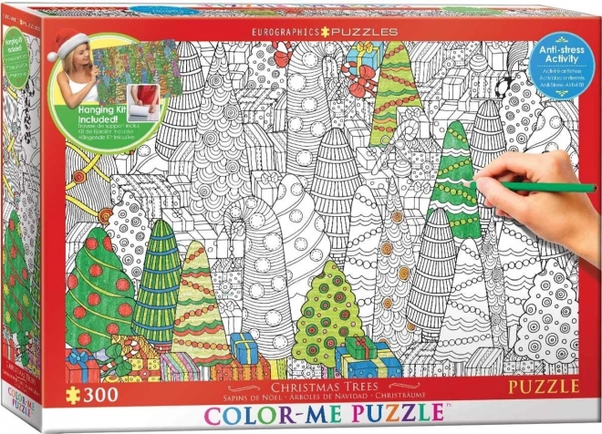 Eurographics Color Me Puzzle božična drevesca 300 kosov z obešalnim kompletom