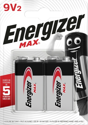 Energizer Max alkalna 9V baterija, 2 kos