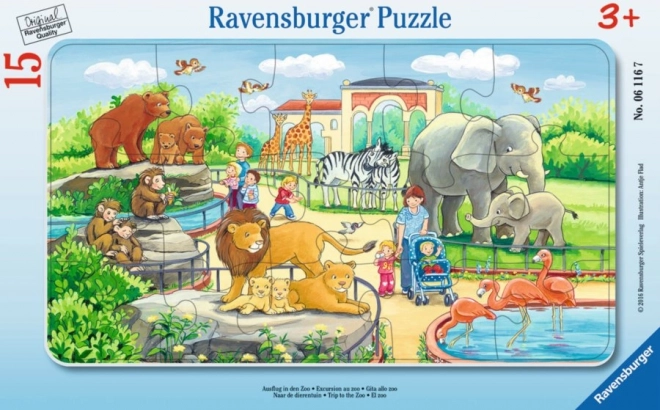 Ravensburger otroški puzzle v okvirju 15 kosov – izlet v živalski vrt