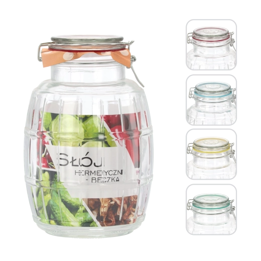Steklena posoda 3,9 l s hermetičnim zapiranjem v obliki soda
