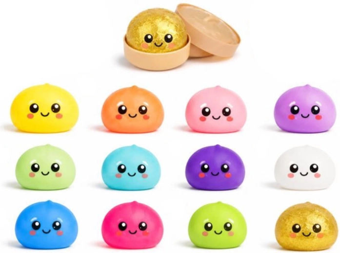Kawaii squishy cmokec v parnem košarici (antistresna mečkalna igrača) – 1 kos