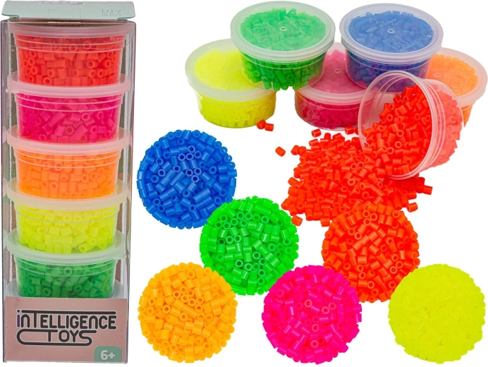 Fluorescenčne perlice za likanje – nadomestni komplet 3000 kosov, mešanica 6 barv