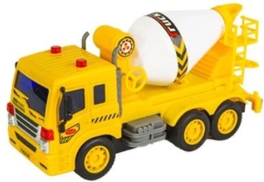 Remote-controlled construction vehicle with cement mixer