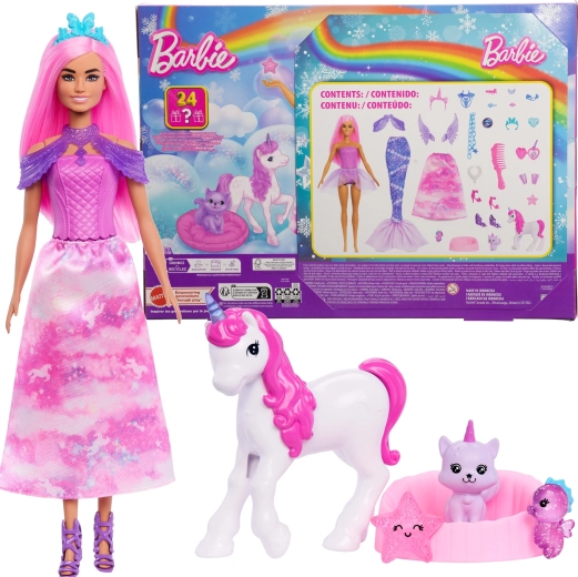 Barbie Dreamtopia adventni koledar s punčko in dodatki – 24 presenečenj