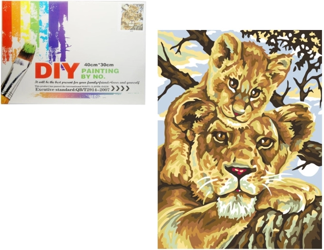 Slikanje po številkah – levinja z mladičem