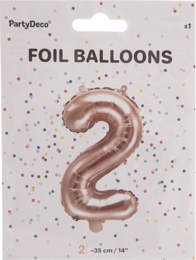 Folijski balon številka 2 biserno rožnat 35 cm