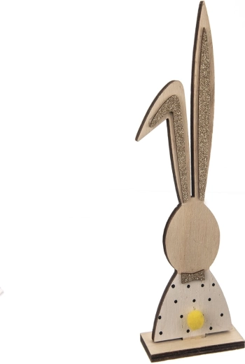 Lesena dekoracija zajec belo-rjava 26 cm