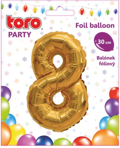 Foliasti balon številka 8, 30 cm, zlati TORO