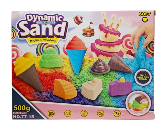 Kinetični pesek 500 g z modelčki za sladice