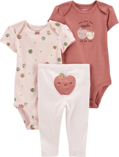 Carter's 3-delni komplet za dojenčka Pink Apple – 2× bodi s kratkimi rokavi in pajkice