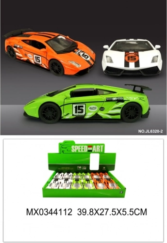 kovinski športni model avtomobila z odpirajočimi se vrati in funkcijo pull back