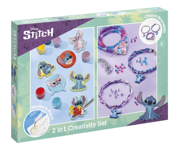 Ustvarjalni komplet 2v1 DISNEY STITCH – izdelava zapestnic in barvanje mavčnih figuric